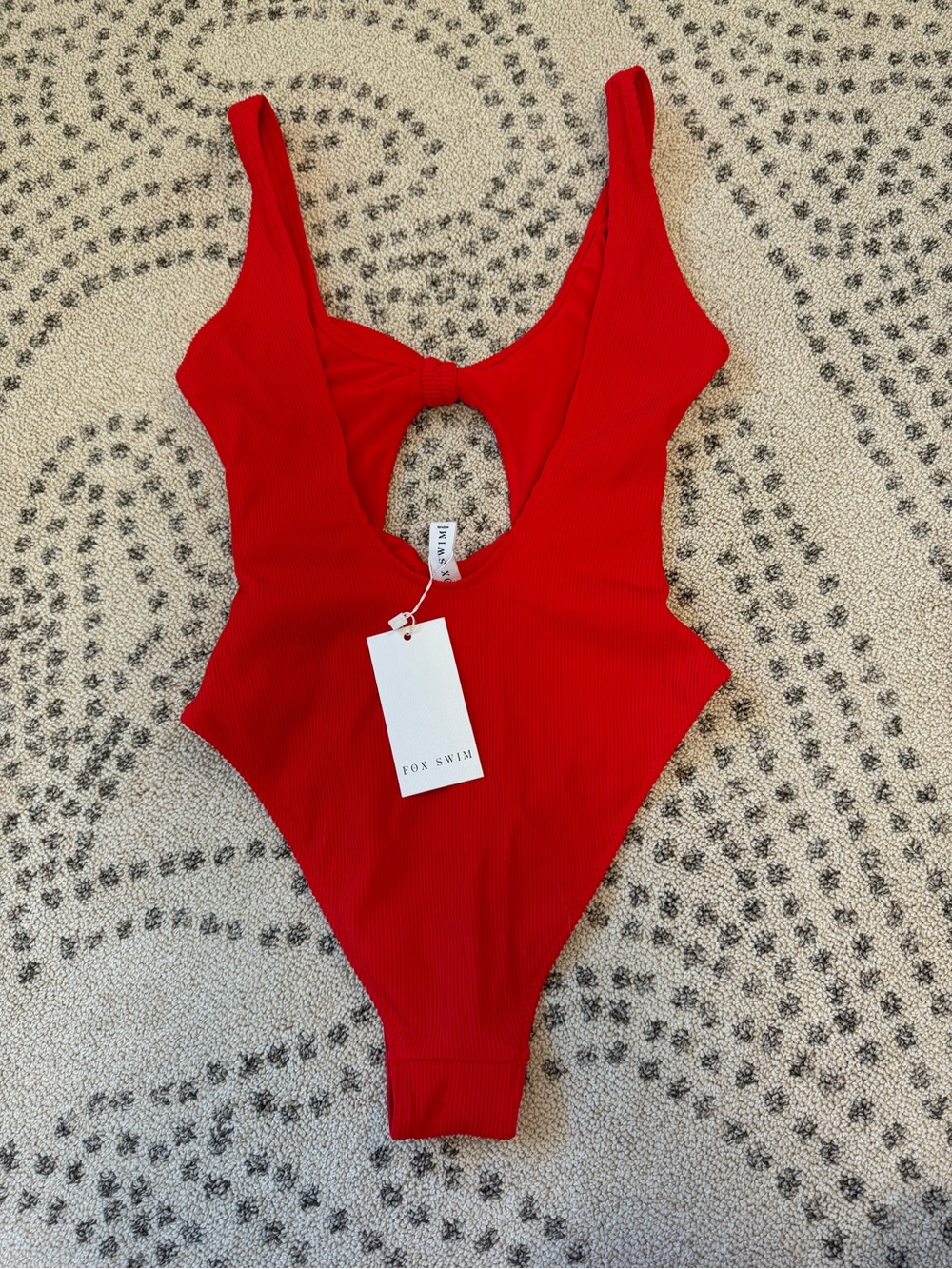 White Fox Boutique Red One-Piece Tie-Front Swimwear - Picture 2 of 3